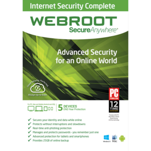 Webroot SecureAnywhere Internet Security Complete – 1-Year / 5-Device